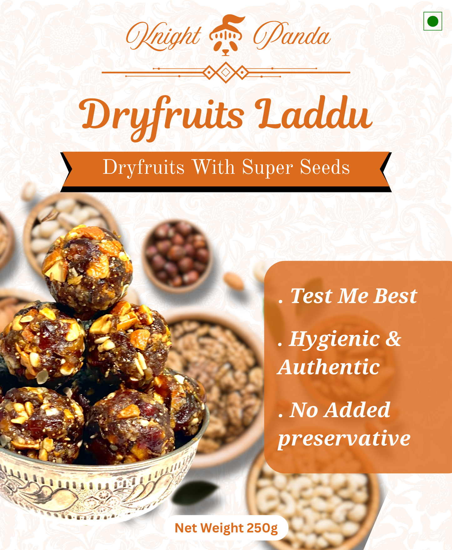 Premium Dry Fruits & Seeds Laddu Laddu 250gm | Healthy & Tasty Energy Sweet | Protein-Rich Snack | No Added Sugar