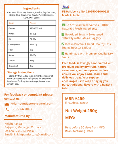 Dry Fruits & Seeds Laddu Combo 2 Pack (250gm each)